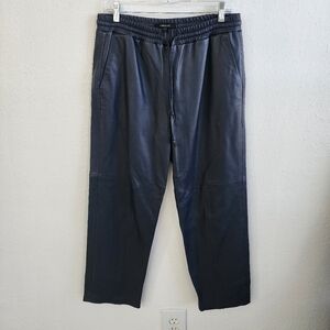 J Brand Navy 100% Lamb Leather Chapman Trouser Straight Leg Leather Pants Large